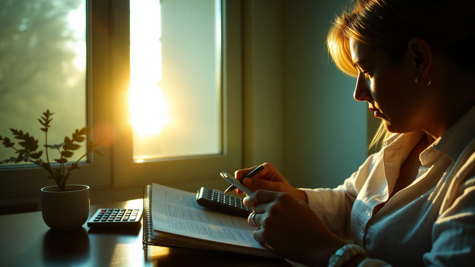 Person planning a financial fresh start at a sunlit desk